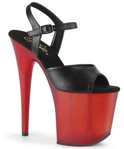 Pleaser Direct Platform Shoes Flamingo 809T Black Matte & Red Platforms