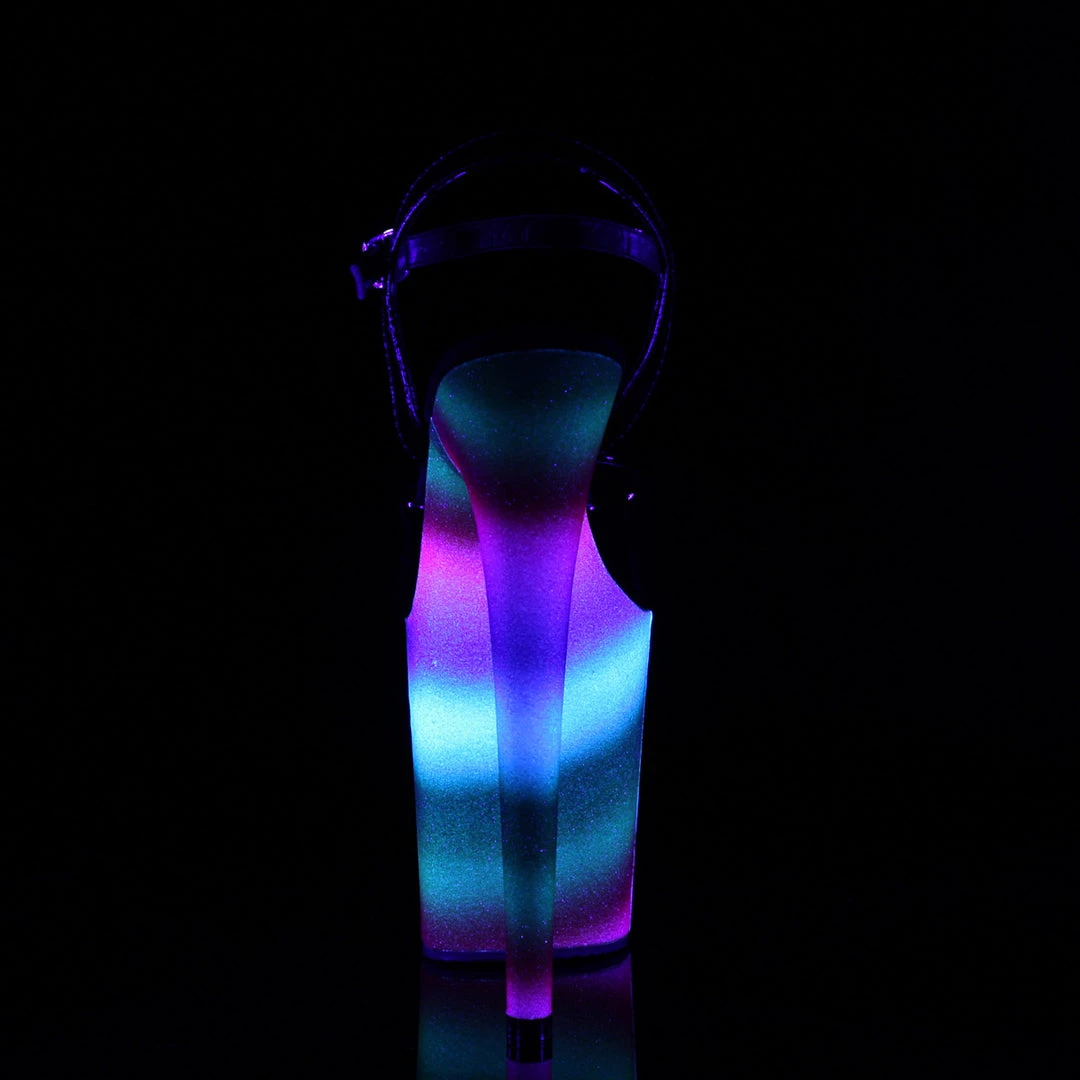 Pleaser Direct Glitter Shoes Flamingo 809WR Black Patent & Rainbow Glitter Platforms 4 Pleaser Direct Glitter Shoes Flamingo 809WR Black Patent & Rainbow Glitter Platforms