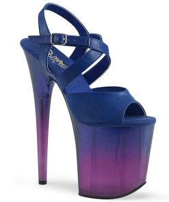 Pleaser Direct Flamingo 822T Blue & Purple Ombre Translucent Platforms Platform Shoes