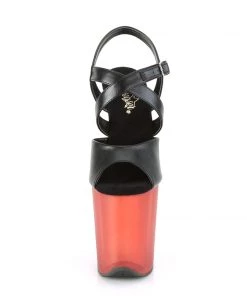 Pleaser Direct Flamingo 822T Black & Red Ombre Translucent Platforms Platform Shoes