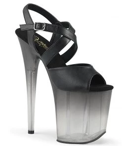 Pleaser Direct Flamingo 822T Black & Grey Ombre Translucent Platforms Platform Shoes