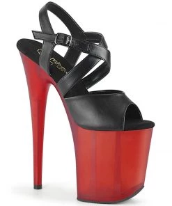 Pleaser Direct Flamingo 822T Black & Red Ombre Translucent Platforms Platform Shoes
