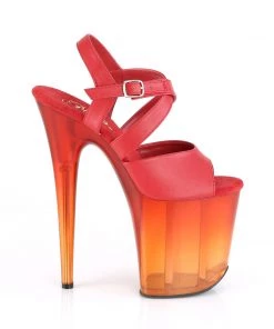 Pleaser Direct Flamingo 822T Red Ombre Translucent Platforms Platform Shoes