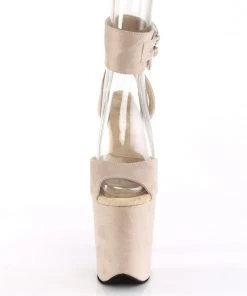 Pleaser Direct Larger Size Shoes Flamingo 891 Beige Platforms With Ankle Straps