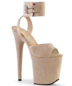Pleaser Direct Larger Size Shoes Flamingo 891 Beige Platforms With Ankle Straps