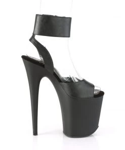 Pleaser Direct Larger Size Shoes Flamingo 891 Black Faux Leather Platforms With Ankle Straps