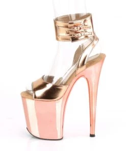 Pleaser Direct Flamingo 891 Rose Gold Platforms With Ankle Straps