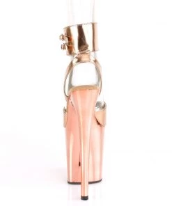 Pleaser Direct Flamingo 891 Rose Gold Platforms With Ankle Straps