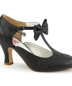Pleaser Direct Flapper 11 Black With Bow Kitten Heels
