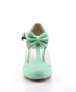 Pleaser Direct Flapper 11 Green With Bow Kitten Heels Larger Size Shoes