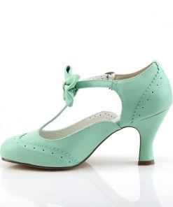 Pleaser Direct Flapper 11 Green With Bow Kitten Heels Larger Size Shoes