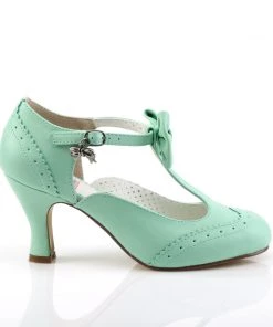 Pleaser Direct Flapper 11 Green With Bow Kitten Heels Larger Size Shoes