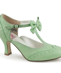 Pleaser Direct Flapper 11 Green With Bow Kitten Heels Larger Size Shoes