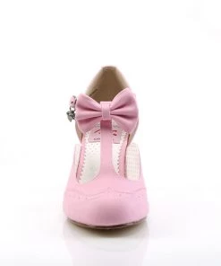 Pleaser Direct Larger Size Shoes Flapper 11 Pink With Bow Kitten Heels