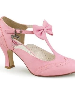Pleaser Direct Larger Size Shoes Flapper 11 Pink With Bow Kitten Heels