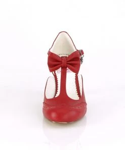 Pleaser Direct Larger Size Shoes Flapper 11 Red With Bow Kitten Heels