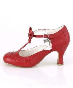 Pleaser Direct Larger Size Shoes Flapper 11 Red With Bow Kitten Heels