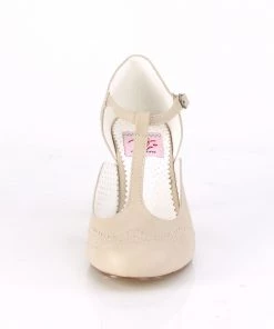 Pleaser Direct Larger Size Shoes Flapper 26 Cream Kitten Heels