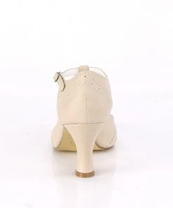 Pleaser Direct Larger Size Shoes Flapper 26 Cream Kitten Heels
