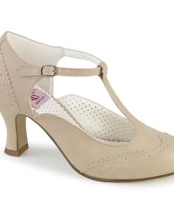 Pleaser Direct Larger Size Shoes Flapper 26 Cream Kitten Heels