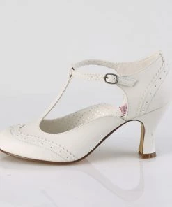 Pleaser Direct Flapper 26 White Kitten Heels