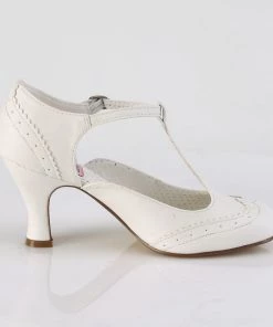 Pleaser Direct Flapper 26 White Kitten Heels