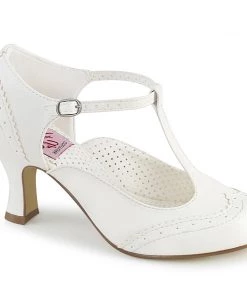 Pleaser Direct Flapper 26 White Kitten Heels