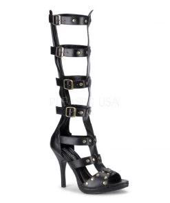 Pleaser Direct Gladiator 208 Black High Heel Sandals Larger Size Shoes