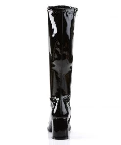 Pleaser Direct Gogo 300 Black Patent Knee High Boots Larger Size Shoes
