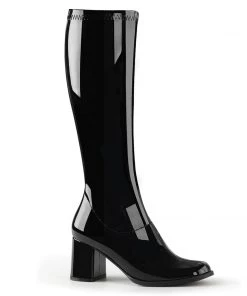 Pleaser Direct Gogo 300 Black Patent Knee High Boots Larger Size Shoes