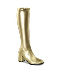 Pleaser Direct Gogo 300 Gold Matte Knee High Boots Larger Size Shoes