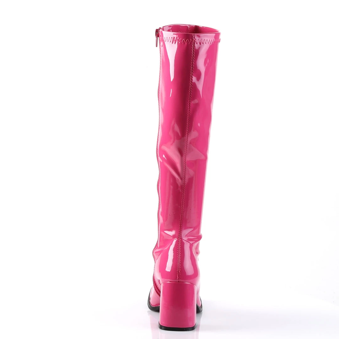 Pleaser Direct Larger Size Shoes Gogo 300 Pink Patent Knee High Boots 4 Pleaser Direct Larger Size Shoes Gogo 300 Pink Patent Knee High Boots