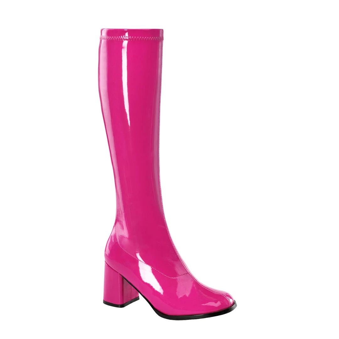 Pleaser Direct Larger Size Shoes Gogo 300 Pink Patent Knee High Boots 1 Pleaser Direct Larger Size Shoes Gogo 300 Pink Patent Knee High Boots