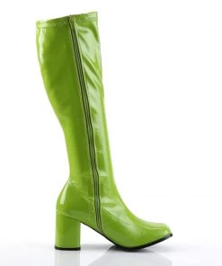 Pleaser Direct Gogo 300 Green Patent Knee High Boots
