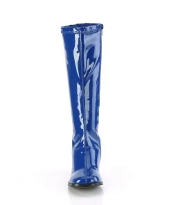 Pleaser Direct Gogo 300 Blue Patent Knee High Boots Larger Size Shoes