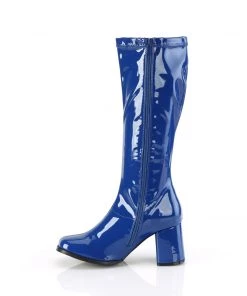 Pleaser Direct Gogo 300 Blue Patent Knee High Boots Larger Size Shoes