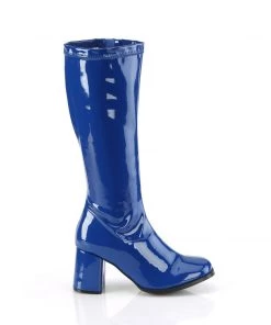 Pleaser Direct Gogo 300 Blue Patent Knee High Boots Larger Size Shoes
