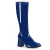 Pleaser Direct Gogo 300 Blue Patent Knee High Boots Larger Size Shoes