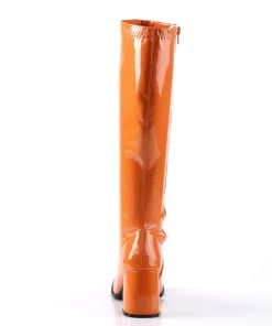 Pleaser Direct Gogo 300 Orange Patent Knee High Boots