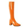 Pleaser Direct Gogo 300 Orange Patent Knee High Boots