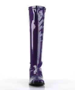 Pleaser Direct Gogo 300 Purple Patent Knee High Boots Larger Size Shoes
