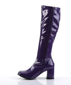 Pleaser Direct Gogo 300 Purple Patent Knee High Boots Larger Size Shoes