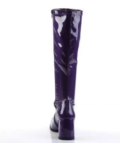 Pleaser Direct Gogo 300 Purple Patent Knee High Boots Larger Size Shoes