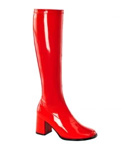 Pleaser Direct Gogo 300 Red Patent Knee High Boots