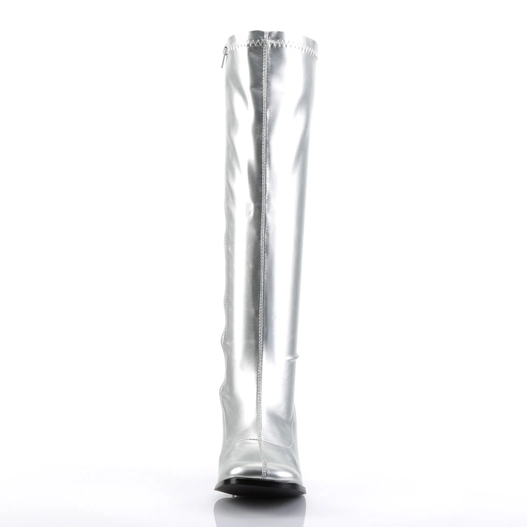 Pleaser Direct Gogo 300 Silver Matte Knee High Boots Larger Size Shoes 2 Pleaser Direct Gogo 300 Silver Matte Knee High Boots Larger Size Shoes
