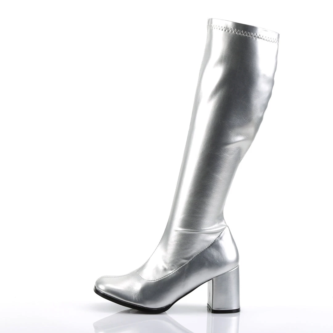 Pleaser Direct Gogo 300 Silver Matte Knee High Boots Larger Size Shoes 3 Pleaser Direct Gogo 300 Silver Matte Knee High Boots Larger Size Shoes