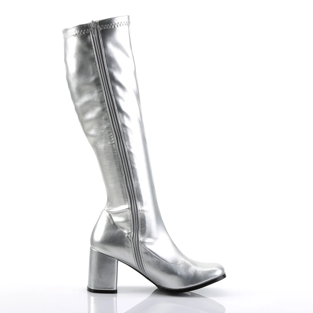 Pleaser Direct Gogo 300 Silver Matte Knee High Boots Larger Size Shoes 5 Pleaser Direct Gogo 300 Silver Matte Knee High Boots Larger Size Shoes