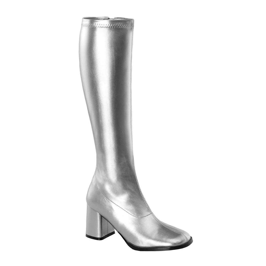 Pleaser Direct Gogo 300 Silver Matte Knee High Boots Larger Size Shoes 1 Pleaser Direct Gogo 300 Silver Matte Knee High Boots Larger Size Shoes
