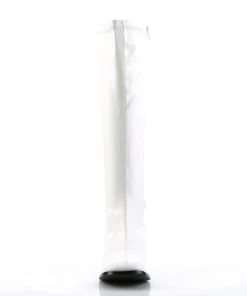 Pleaser Direct Larger Size Shoes Gogo 300 White Matte Knee High Boots