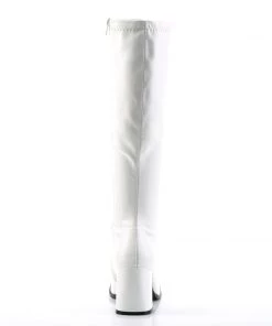 Pleaser Direct Larger Size Shoes Gogo 300 White Matte Knee High Boots
